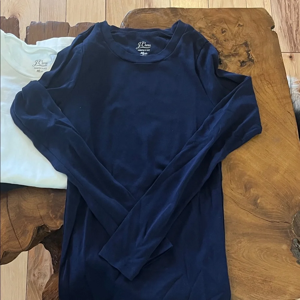 J. Crew Long Sleeve Tees - Gray, Black, White, and Navy - Picture 3 of 5